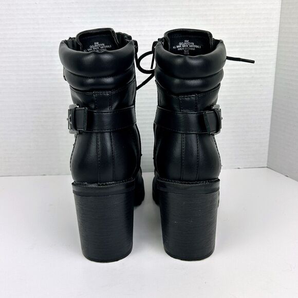 GBG Guess Jaydyn  Lace Up Ankle Boots Combat Heeled  w/ Zip & Buckle Black 8 EUC - Picture 9 of 14
